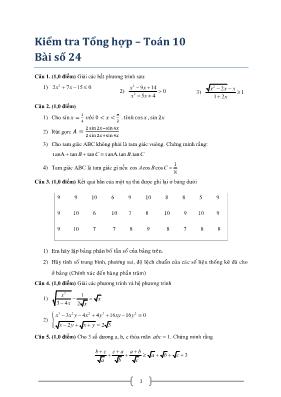 Kiểm tra tổng hợp  Toán 10 - Bài số 24